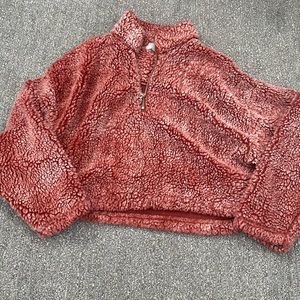 Cropped Sherpa quarter zip